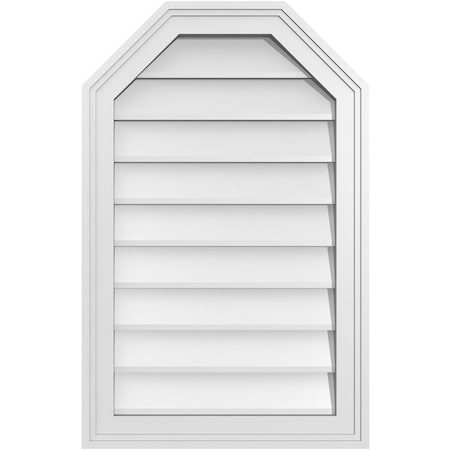 Ekena Millwork Octagonal Top Surface Mount PVC Gable Vent w/ 2"W x 1-1/2"P Brickmould Frame, 18"W x 28"H GVPOT18X2802SN